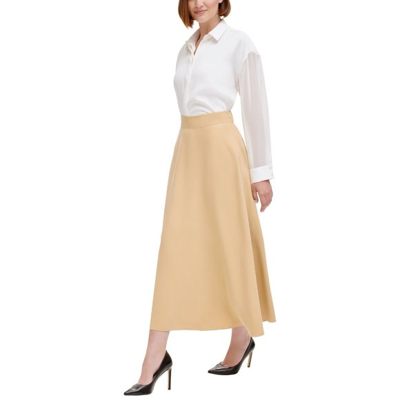 NWT DKNY Women's Casual Stretchy Pullon Maxi Skirt Camel Flowy Size 6 $80 AA15 - Picture 2 of 3